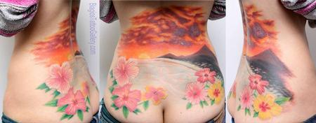 Tattoos - Tropical Beach Scene w/ Hibiscus Flowers by Talo - 79957